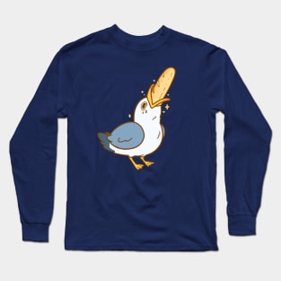 Seagull Eating Breadstick Long Sleeve T-Shirt